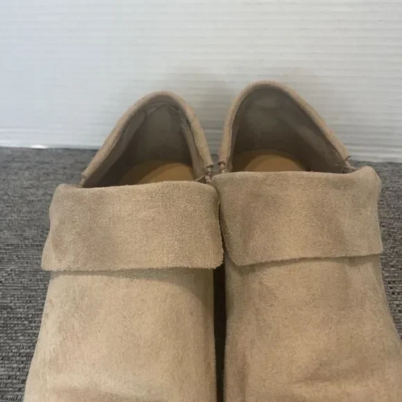 American Eagle Booties Women’s Size 12  Tan Faux Suede Low‎ Heel Ankle Boots Zip - Picture 8 of 15